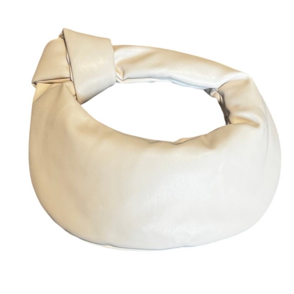 Melie Bianco “Alexandra” Cream Vegan Top Knot Handle Bag